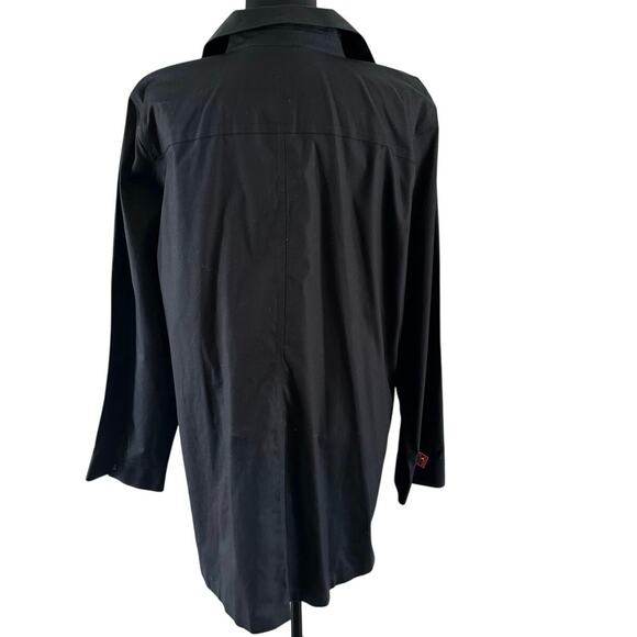 Chico’ Stretch No-iron Black Top with Collar & Covered Buttons - Size 3 - Picture 3 of 7